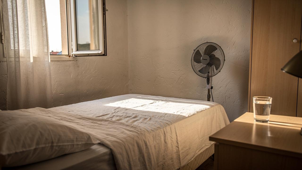 svetla-soba-krevet-ventilator