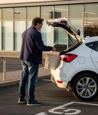 Vodič za praktičnu kupovinu: kako izabrati lokaciju koja štedi vreme, novac i energiju? muskarac-auto-kese